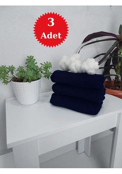 Lacivert Kuaför Havlusu 3'lü Set 50x90 cm | Berber ve Sporcu Baş Havlusu | Hızlı Kurur