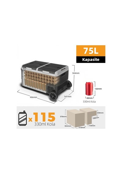 Iceco Mcd75d 12/24v 75 Litre Kompresörlü Çift Bölmeli Tekerlekli Outdoor Oto Buzdolabı/dondurucu