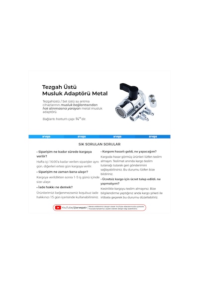 Tezgahüstü Su Arıtma Cihazı Musluk Adaptörü Metal Krom
