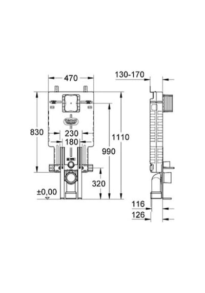 Grohe Uniset Gömme Rezervuar Pnömatik 13 Cm  - 38642001 Metal