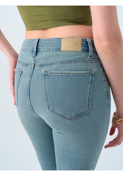 Long Flare Slim Fit Kadın Pantolon Denim