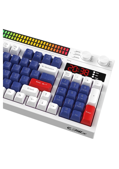 Spectrum K1 Fonksiyonel Çift Lcd Ekran & - Membran 94 Tuşlu Gaming Klavye Mavi-kırmızı