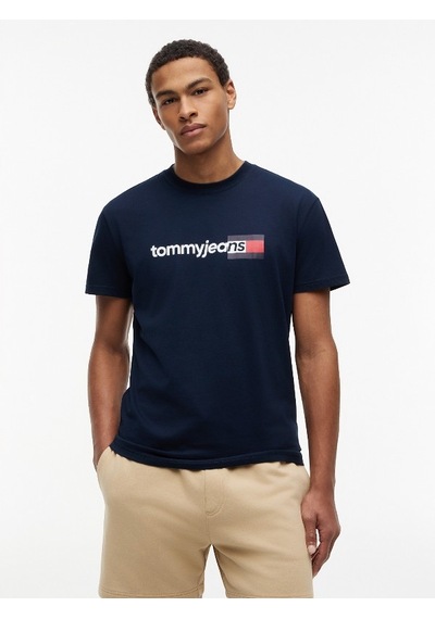 Tommy Hilfiger Tjm Reg Entry Dna Ss Tee Erkek Mavi T-shirt - Dm0dm23406