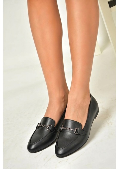 Fox Shoes Y290110009 Siyah Toka Detaylı Günlük Kadın Babet Siyah