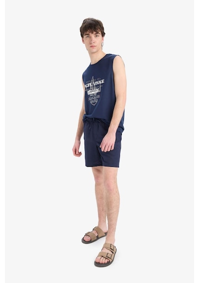 DeFacto Regular Fit Kısa Boy Cepli File Astarlı Beli Bağcıklı Düz Hafif Kumaş Deniz Şortu E5133AXNSNV256