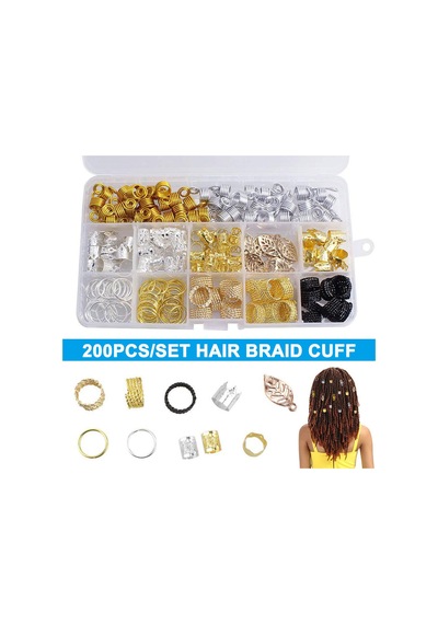 200pcs Alüminyum Saç Bobin Dreadlocks Örgülü Yüzükler Metal Saç Kuffs Örgü Boncuklar