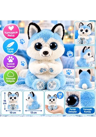 Ty Beanie Babies Mavi Peluş Husky Köpek Thunder 15 Cm Nhr
