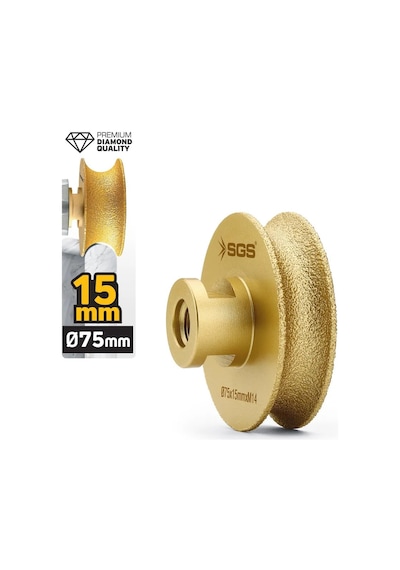Sgs2788 M14-75x15 Mm Vakum Elmas Mermer Granit Taşlama Diski Tam Profil