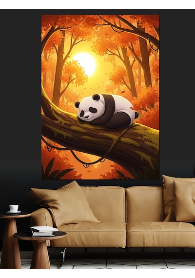 Karizma Tablo Ağaç Altında Panda Ayı Dekoratif Kanvas - Mdf Ahşap Tablo