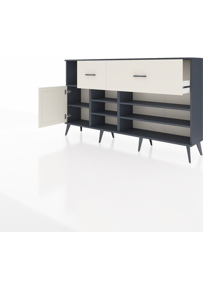 Arges Konsol 6 Raflı 2 Çekmeceli Tek Kapaklı 176x30x99 Antrasit-aytaşı Aytası - Antrasıt Arges Konsol 6 Raflı 2 Çekmeceli Tek Kapaklı 176x30x99 Antrasit-aytaşı Aytası - Antrasıt