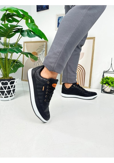 Günlük Erkek Sneaker Bağcıklı Dikişli Hafif Rahat Yürüyüş Spor Ayakkabı 013c Siyah- Beyaz
