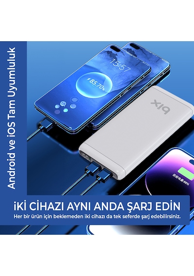 Bix Bxpb107 10000mah 20w Pd Type-c Usb Scp 22.5w Powerbank Beyaz