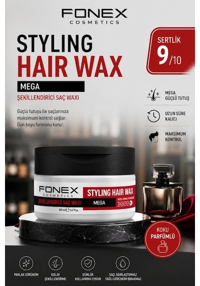 Fonex Styling Hair Wax Mega Sert Parlak Kırmızı Parfüm Kokulu 150 Ml