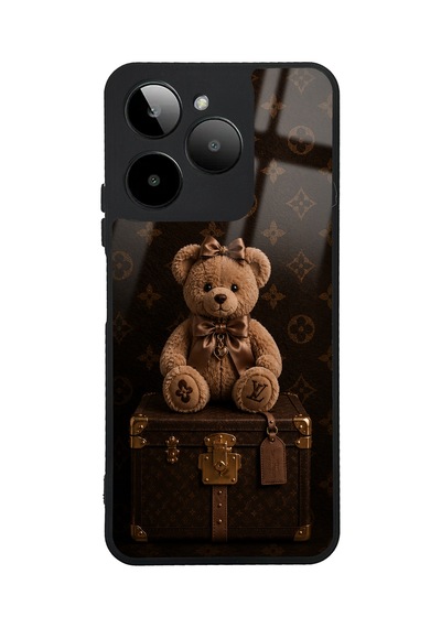 Gm Era 30 Luxury Brown Teddy Tasarımlı Glossy Telefon Kılıfı Siyah