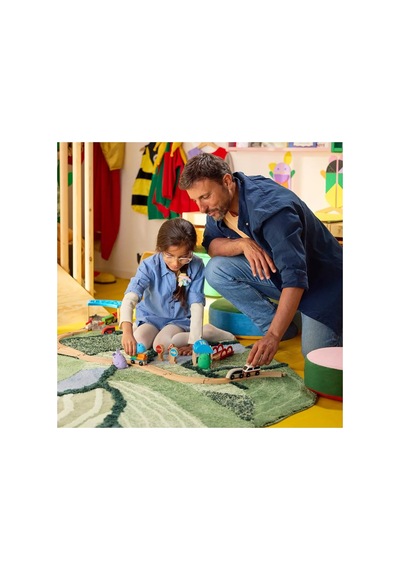 Ikea Grejsımojs Çocuk Oyun Halısı 153 X 215 Cm Yeşil - Siyah - Mavi Çok Renkli