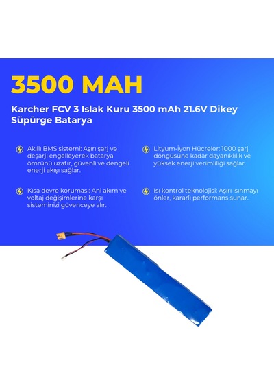 Karcher Fcv 3 Islak Kuru 3500 Mah 21.6v Dikey Süpürge Batarya