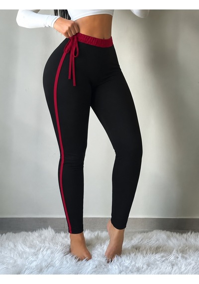 Bhrwear Kadın Yüksek Bel Bağcıklı Şerıt Detaylı Dalgıç Tayt Renkli