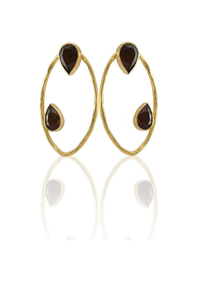 Kadir Jewellery 22 Ayar Altın Kaplama Geometrik Küpe -el İşçiliği Ve Hipoalerjenik Küpe Kahverengi