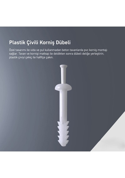 Korniş Dübeli Vida Seti 50 Adet Perde Kornişi Montaj Seti Sağlam Ve Kolay Kurulum