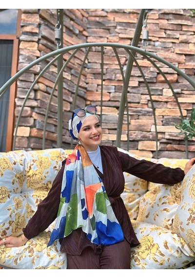 Moda Kaşmir Palet Desen Bambu Eşarp Turuncu