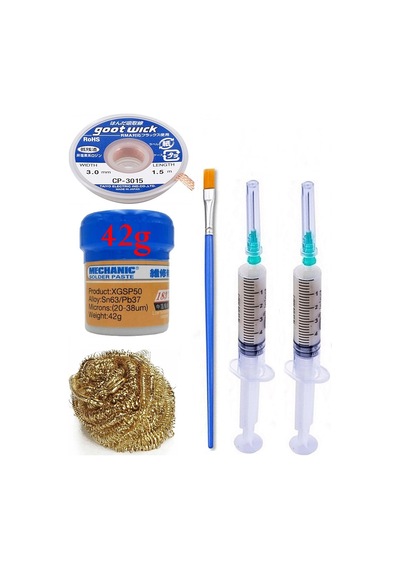 Mechanic Krem Lehim 183 C 42g Flux Lehim Toplama Cp-3015 Emme Teli 3,0mm Havya Uç Temizleme Set06