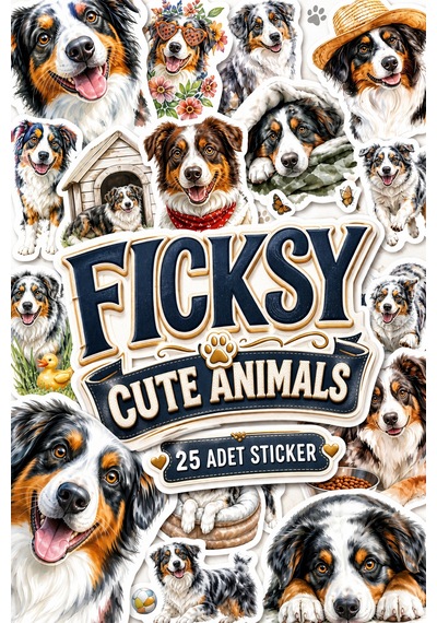 Australian Shepherd Köpek Sticker Seti - 50 Adet Etiket Çıkartma Diğer