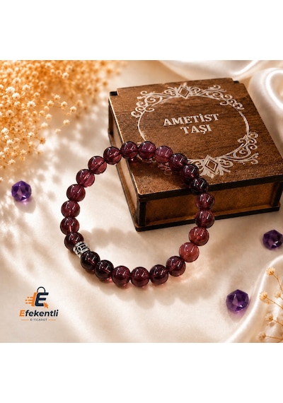Ametist Taşlı Bileklik Ahşap Kutulu Çok Renkli
