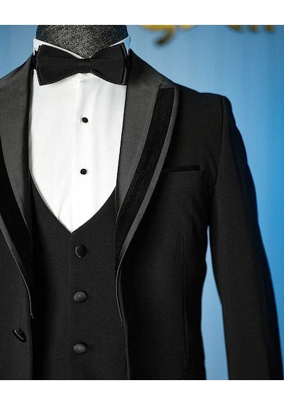 Bys Beystil Erkek Siyah Şal Yaka Damatlık Ve Smokin Takım - Slim Fit