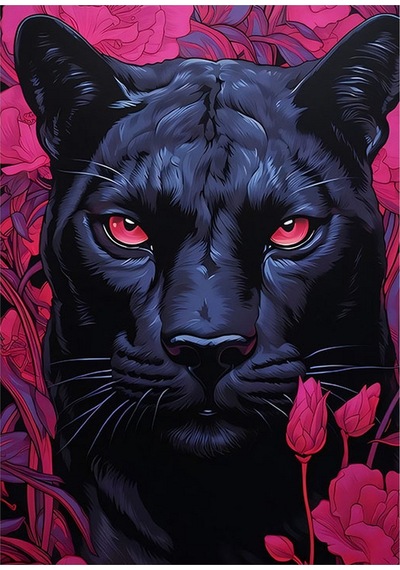 Siyah Panter Hediyelik Ahşap Tablo 35cm X50cm