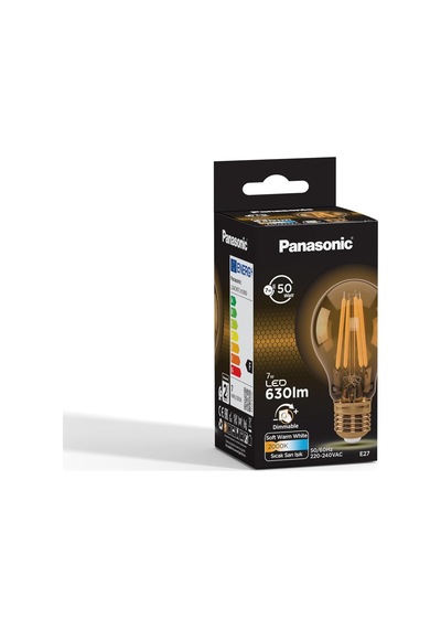 Panasonic E27 Dim Edilebilir Filaman Lamba 7w 630lm 2000k Gold 4w 78mm & Yok