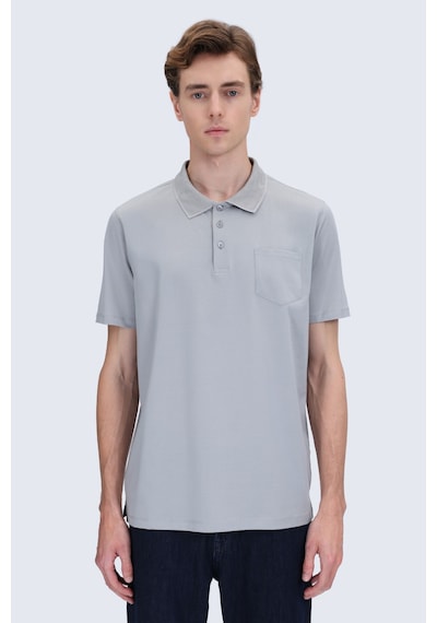 Hatemoğlu Gri Regular Fit Polo Yaka 100% Pamuk Merserize Tişört