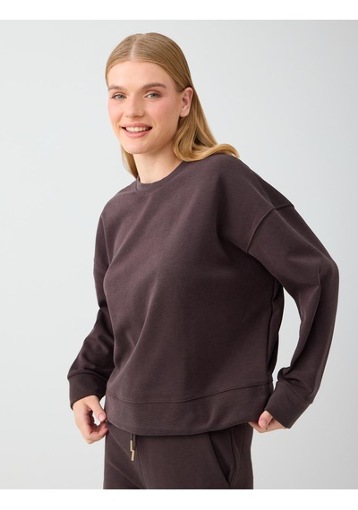 Jimmy Key Acı Kahve Yuvarlak Yaka Düz Kesim Modal Sweatshirt 6ww238328803 Kahverengi