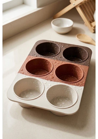 6'lı Derin Silikon Muffin Ve Cupcake Kalıbı Çok Renkli