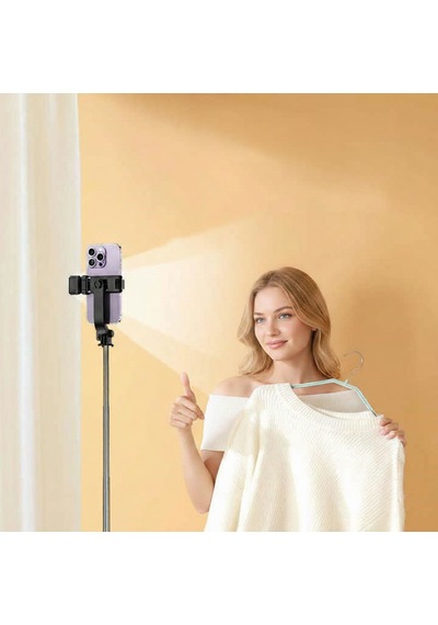 Genz Bilişim Led Işıklı Selfie Çubuğu Ve Bluetooth Kumandalı Kablosuz Selfie Stick Max: 70 Cm Uzunluk Siyah