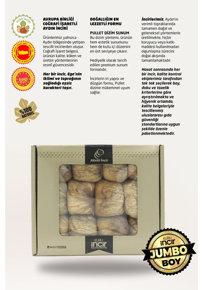 Kuru İncir Pullet Dizim Jumbo 500g Aydın İnciri Ab Coğrafi İşaretli 500 G