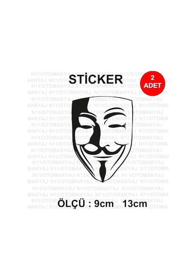 Maske Yüz Silüet - Araba Kask Motosiklet Laptop Taplet Sticker