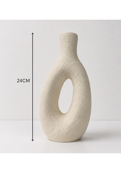 Dekoratif Vazo 24 Cm - Yapay Çiçek Vazosu - Modern Ev & Ofis Dekorasyon - Beyaz