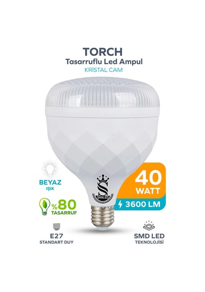40w Kristal Tasarruflu E27 Beyaz Işık Torch Led Ampul 1 Adet 1 Adet