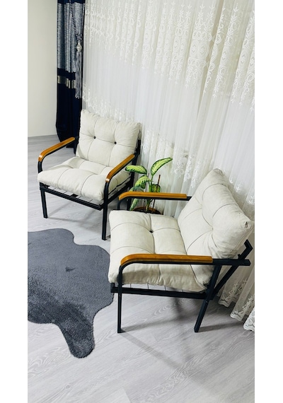 Madame Home Leylak Balkon, Bahçe,teras,cafe - Salon - Metal Kanepe Koltuk Takımı 1-1 Krem Madame Home Leylak Balkon, Bahçe,teras,cafe - Salon - Metal Kanepe Koltuk Takımı 1-1 Krem