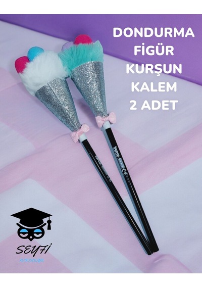 2 Adet Dondurma Figürlü Kurşun Kalem Çok Renkli