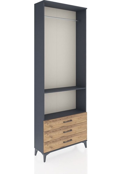Arges Dolap 2 Raflı 3 Çekmeceli Tek Askılı 88x30x243 Antrasit... Antrasit
