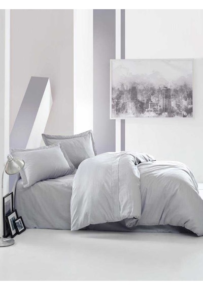 Cotton Box Tek Kişilik Saten Nevresim Takımı Elegante Gri