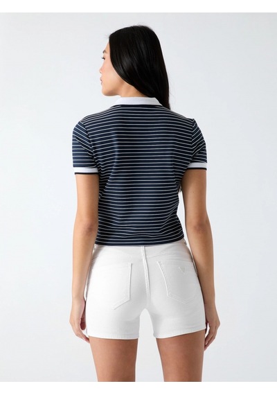 Guess Kısa Kollu Polo Yakalı Alphonsine Çizgili Kadın Çok Renkli Polo T-shirt W6gp17k2946-sb09 Çok Renkli