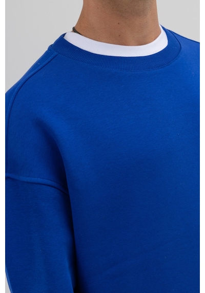 Vamos Basic Bisiklet Yaka Oversize Sweatshirt Saks Mavi