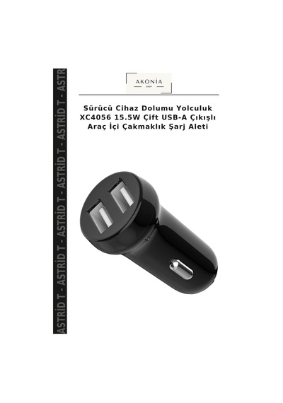 Sürücü Cihaz Dolumu Yolculuk Xc4056 15.5w Çift Usb-a Çıkışlı Araç İçi Çakmaklık Şarj Aleti