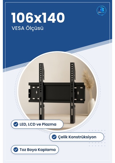 Tv Askı Aparatı 106x140 Mm Açı Ayarlı Duvar Tipi Çelik Konstrüksi