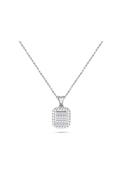 Modern Tasarım 0.15 Ct Baget Kare Tektaş Kolye