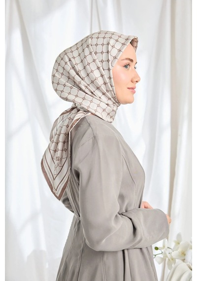 Silk Home %100 Twill İpek Eşarp S539 Kahve-taş