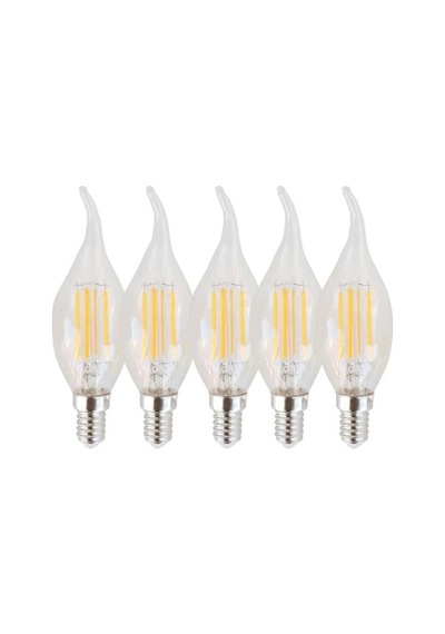 Rustik Kıvrık Mum Dekoratif Led Ampul 4w E14 5 Adet Beyaz Işık 6500k Diğer