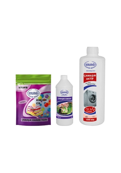 Ersağ Renkli Çamaşır Yıkama Tozu 1 KG + Çamaşır Aktif 1 L + Çamaşır Kokusu 500 ML